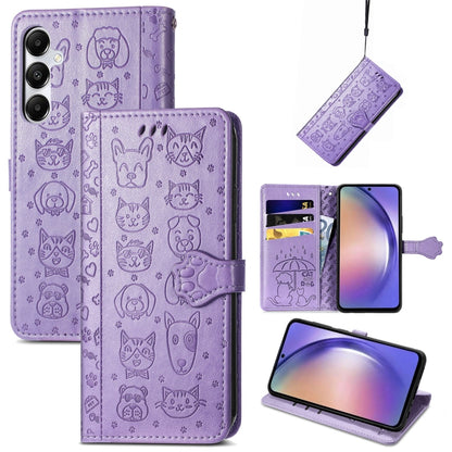 Cat and Dog Embossed Leather Phone Case, For Samsung Galaxy S25 5G, For Samsung Galaxy S25+ 5G���...