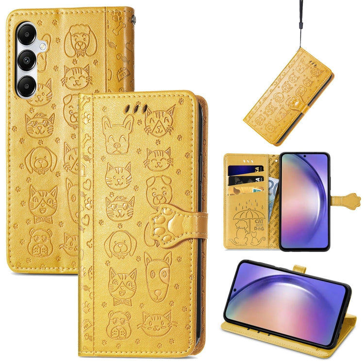 Cat and Dog Embossed Leather Phone Case, For Samsung Galaxy S25 5G, For Samsung Galaxy S25+ 5G���...