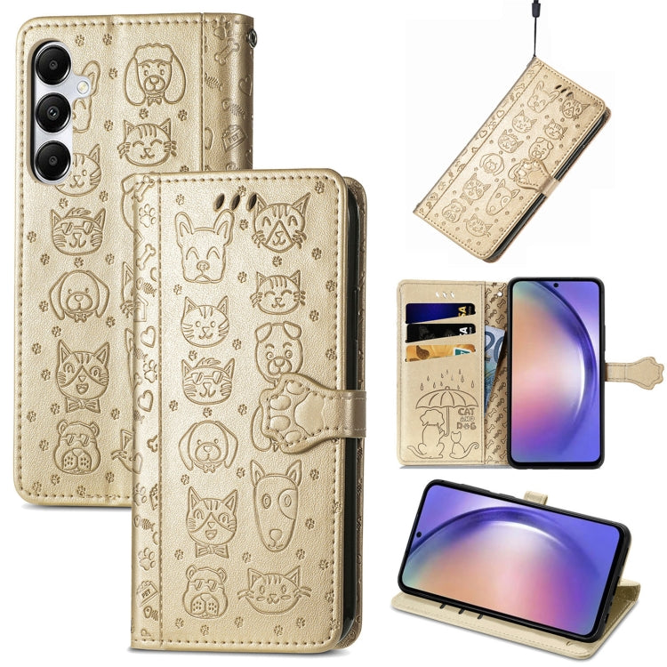 Cat and Dog Embossed Leather Phone Case, For Samsung Galaxy S25 5G, For Samsung Galaxy S25+ 5G���...