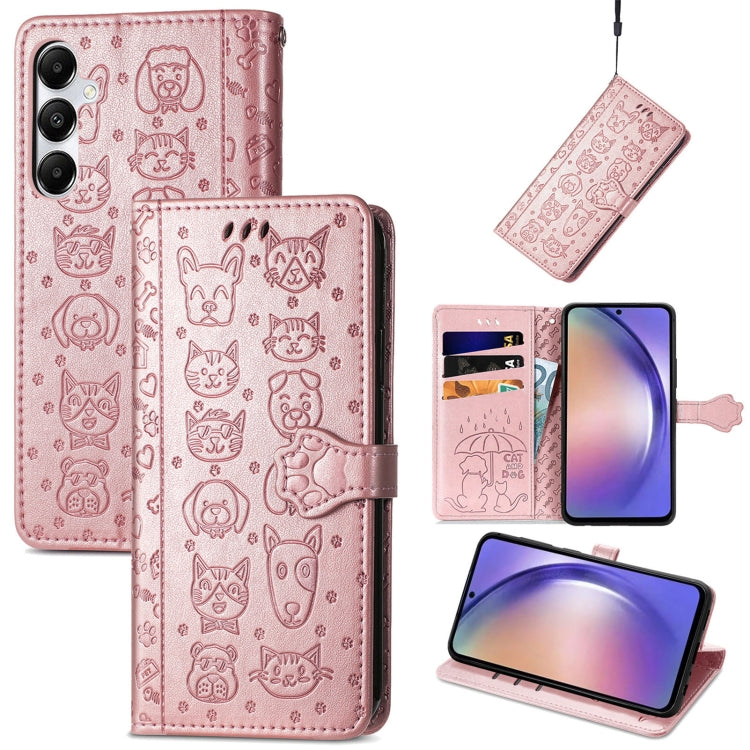 Cat and Dog Embossed Leather Phone Case, For Samsung Galaxy S25 5G, For Samsung Galaxy S25+ 5G���...