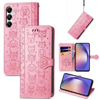 Cat and Dog Embossed Leather Phone Case, For Samsung Galaxy S25 5G, For Samsung Galaxy S25+ 5G���...