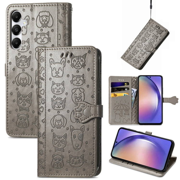 Cat and Dog Embossed Leather Phone Case, For Samsung Galaxy S25 5G, For Samsung Galaxy S25+ 5G���...