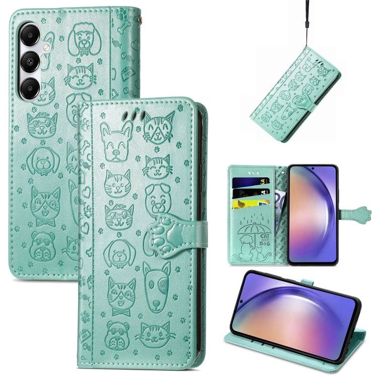 Cat and Dog Embossed Leather Phone Case, For Samsung Galaxy S25 5G, For Samsung Galaxy S25+ 5G���...