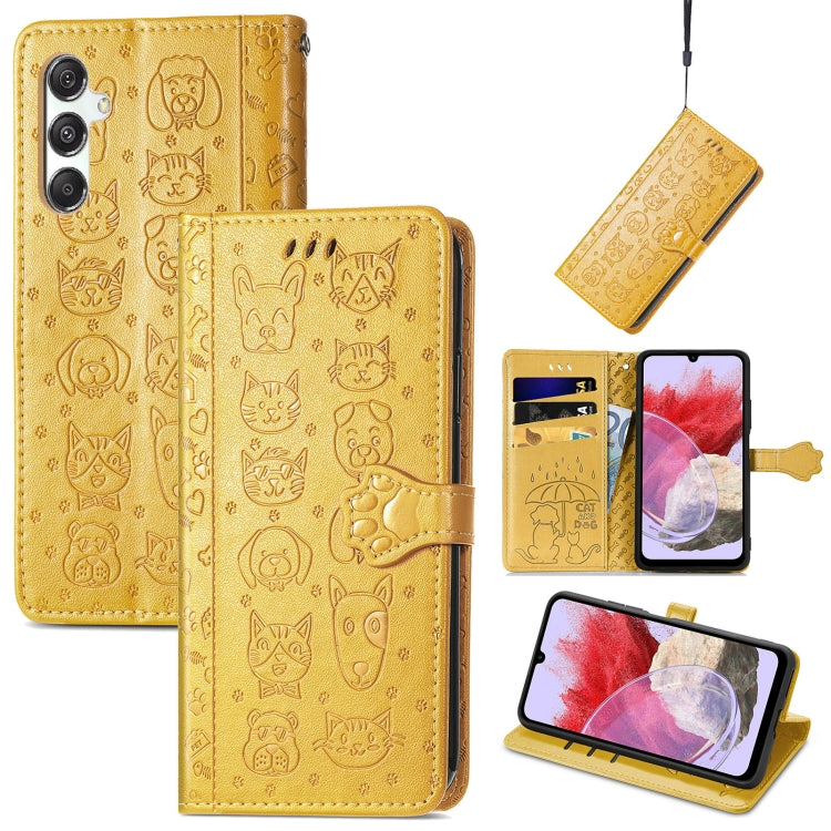 Cat and Dog Embossed Leather Phone Case, For Samsung Galaxy A15, For Samsung Galaxy A05s���������...