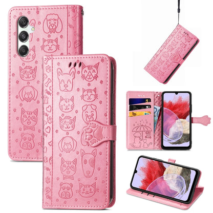 Cat and Dog Embossed Leather Phone Case, For Samsung Galaxy A15, For Samsung Galaxy A05s���������...