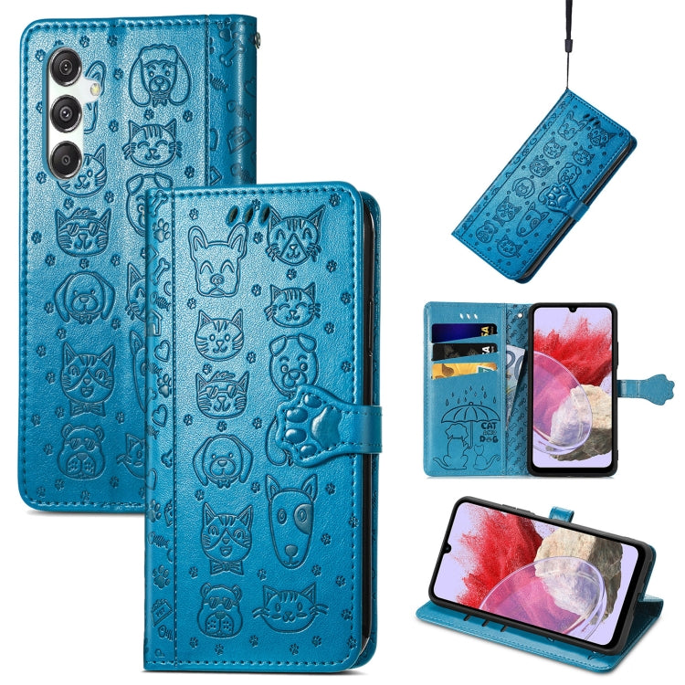 Cat and Dog Embossed Leather Phone Case, For Samsung Galaxy A15, For Samsung Galaxy A05s���������...