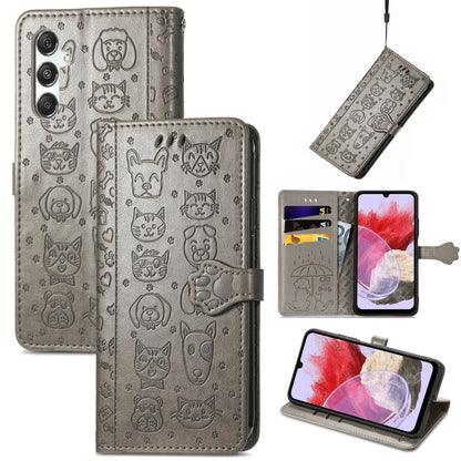 Cat and Dog Embossed Leather Phone Case, For Samsung Galaxy A15, For Samsung Galaxy A05s���������...