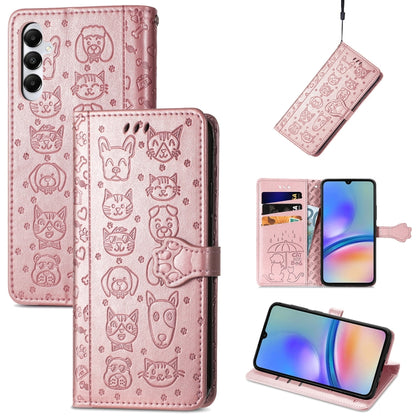 Cat and Dog Embossed Leather Phone Case, For Samsung Galaxy A15, For Samsung Galaxy A05s���������...
