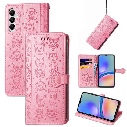 Cat and Dog Embossed Leather Phone Case, For Samsung Galaxy A15, For Samsung Galaxy A05s���������...