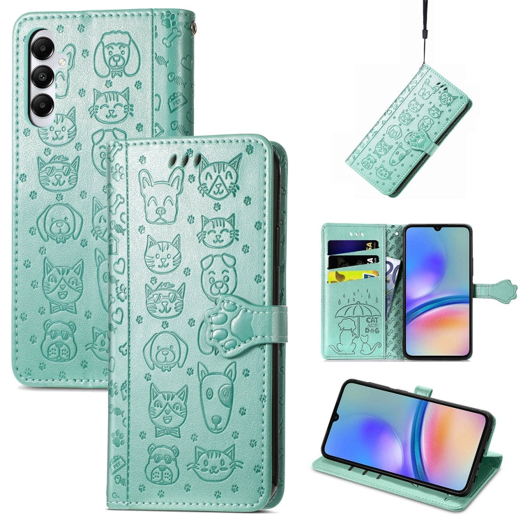 Cat and Dog Embossed Leather Phone Case, For Samsung Galaxy A15, For Samsung Galaxy A05s���������...