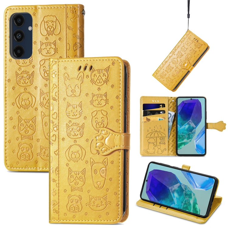 Cat and Dog Embossed Leather Phone Case, For Samsung Galaxy S25 5G, For Samsung Galaxy S25+ 5G���...