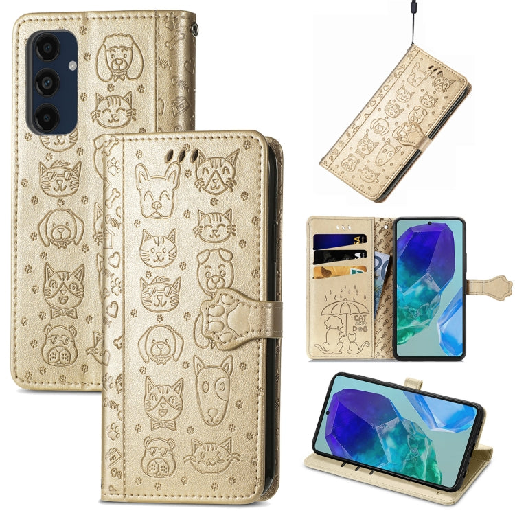 Cat and Dog Embossed Leather Phone Case, For Samsung Galaxy S25 5G, For Samsung Galaxy S25+ 5G���...
