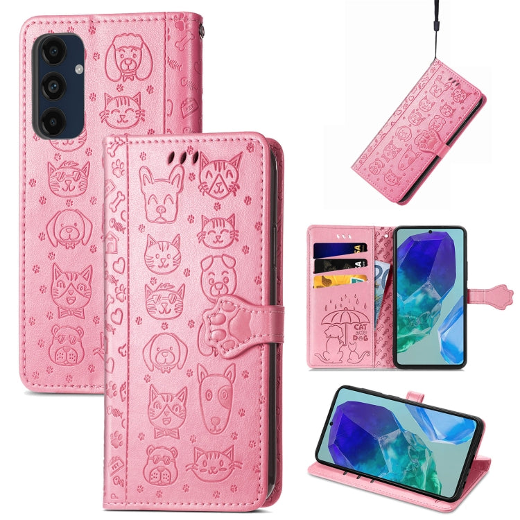 Cat and Dog Embossed Leather Phone Case, For Samsung Galaxy S25 5G, For Samsung Galaxy S25+ 5G���...