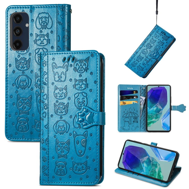 Cat and Dog Embossed Leather Phone Case, For Samsung Galaxy S25 5G, For Samsung Galaxy S25+ 5G���...