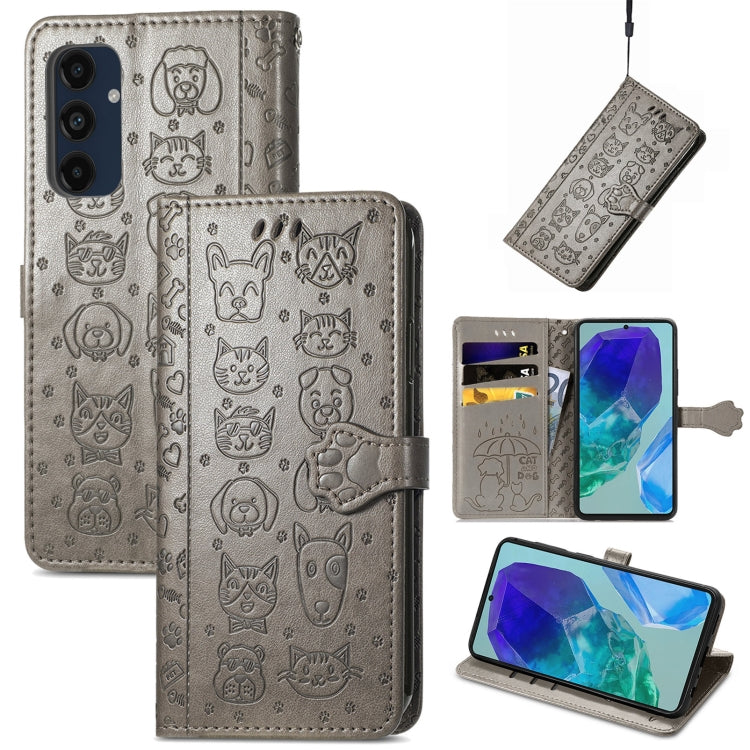 Cat and Dog Embossed Leather Phone Case, For Samsung Galaxy S25 5G, For Samsung Galaxy S25+ 5G���...