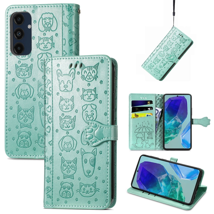 Cat and Dog Embossed Leather Phone Case, For Samsung Galaxy S25 5G, For Samsung Galaxy S25+ 5G���...