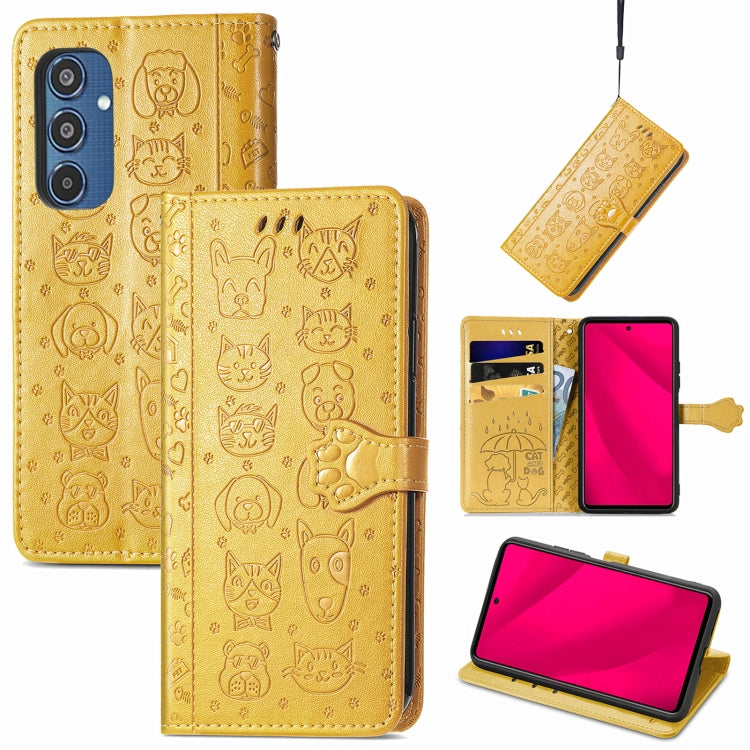 Cat and Dog Embossed Leather Phone Case, For Samsung Galaxy S25 5G, For Samsung Galaxy S25+ 5G���...
