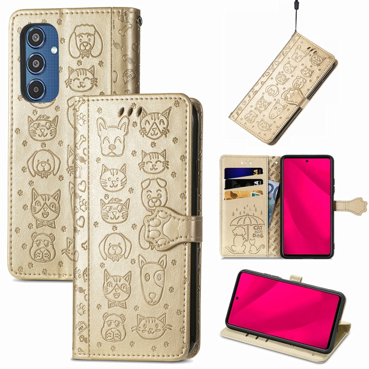 Cat and Dog Embossed Leather Phone Case, For Samsung Galaxy S25 5G, For Samsung Galaxy S25+ 5G���...