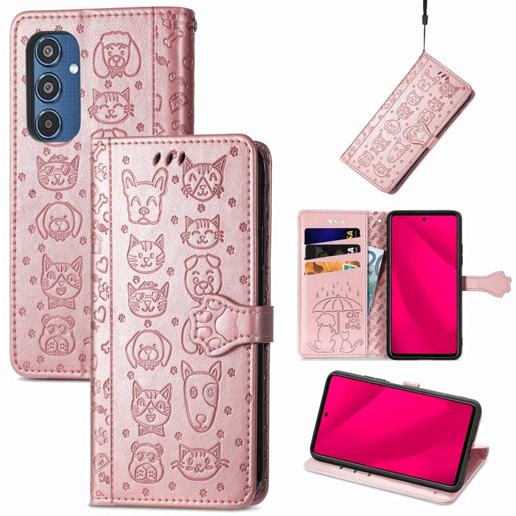 Cat and Dog Embossed Leather Phone Case, For Samsung Galaxy S25 5G, For Samsung Galaxy S25+ 5G���...