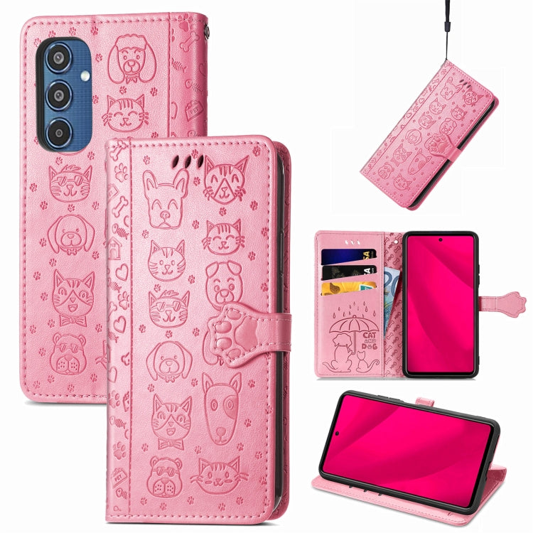 Cat and Dog Embossed Leather Phone Case, For Samsung Galaxy S25 5G, For Samsung Galaxy S25+ 5G���...