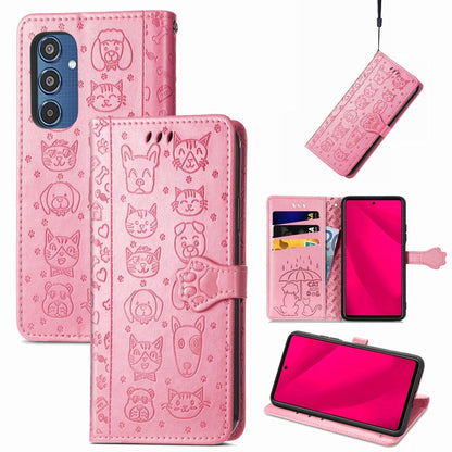 Cat and Dog Embossed Leather Phone Case, For Samsung Galaxy S25 5G, For Samsung Galaxy S25+ 5G���...