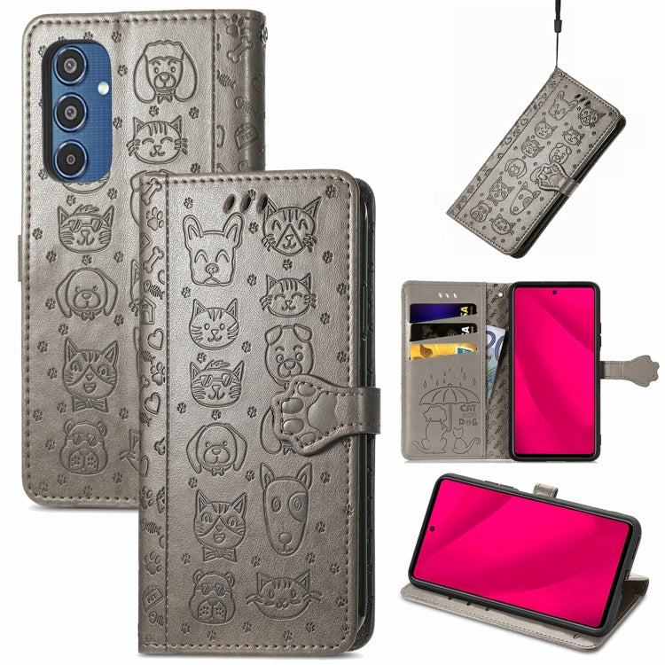Cat and Dog Embossed Leather Phone Case, For Samsung Galaxy S25 5G, For Samsung Galaxy S25+ 5G���...