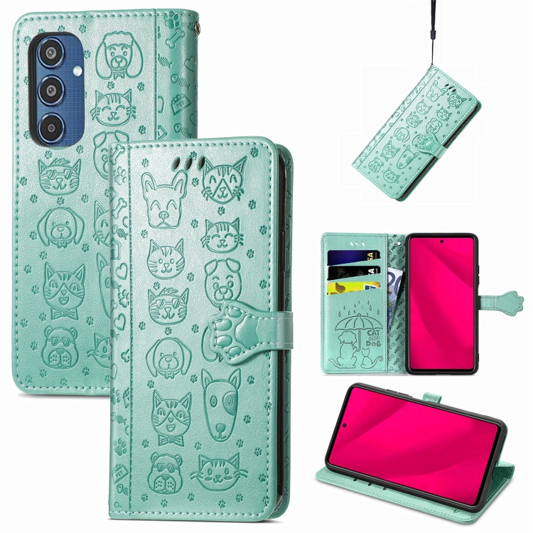 Cat and Dog Embossed Leather Phone Case, For Samsung Galaxy S25 5G, For Samsung Galaxy S25+ 5G���...
