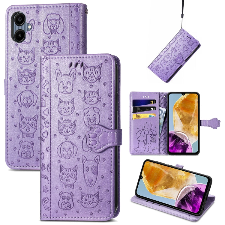 Cat and Dog Embossed Leather Phone Case, For Samsung Galaxy S25 5G, For Samsung Galaxy S25+ 5G���...
