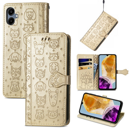Cat and Dog Embossed Leather Phone Case, For Samsung Galaxy S25 5G, For Samsung Galaxy S25+ 5G���...