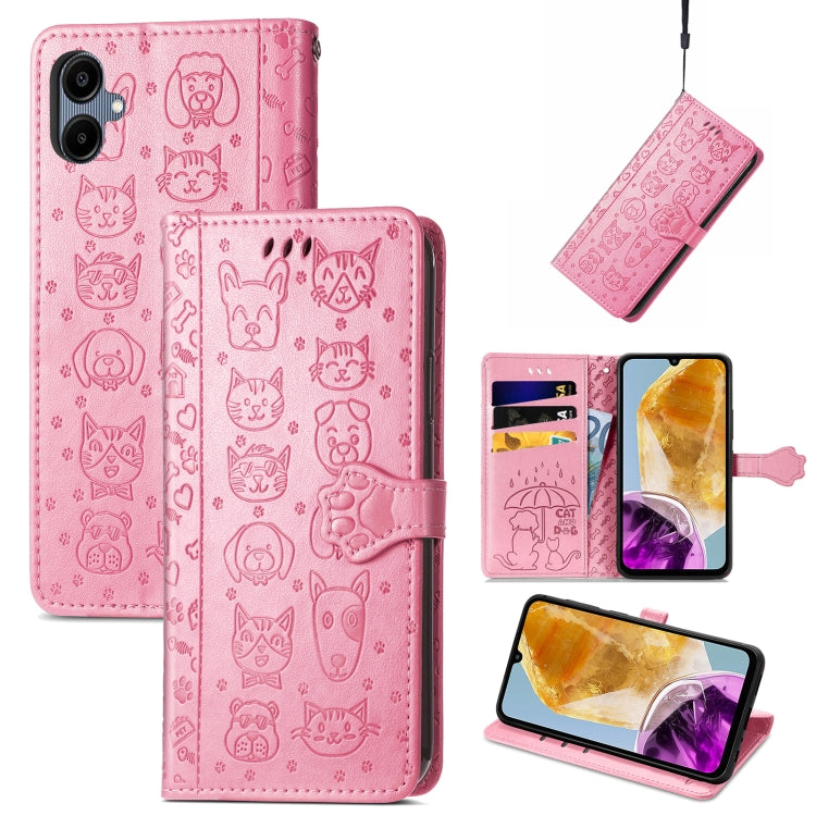 Cat and Dog Embossed Leather Phone Case, For Samsung Galaxy S25 5G, For Samsung Galaxy S25+ 5G���...