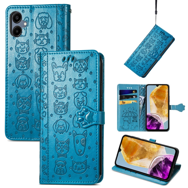Cat and Dog Embossed Leather Phone Case, For Samsung Galaxy S25 5G, For Samsung Galaxy S25+ 5G���...