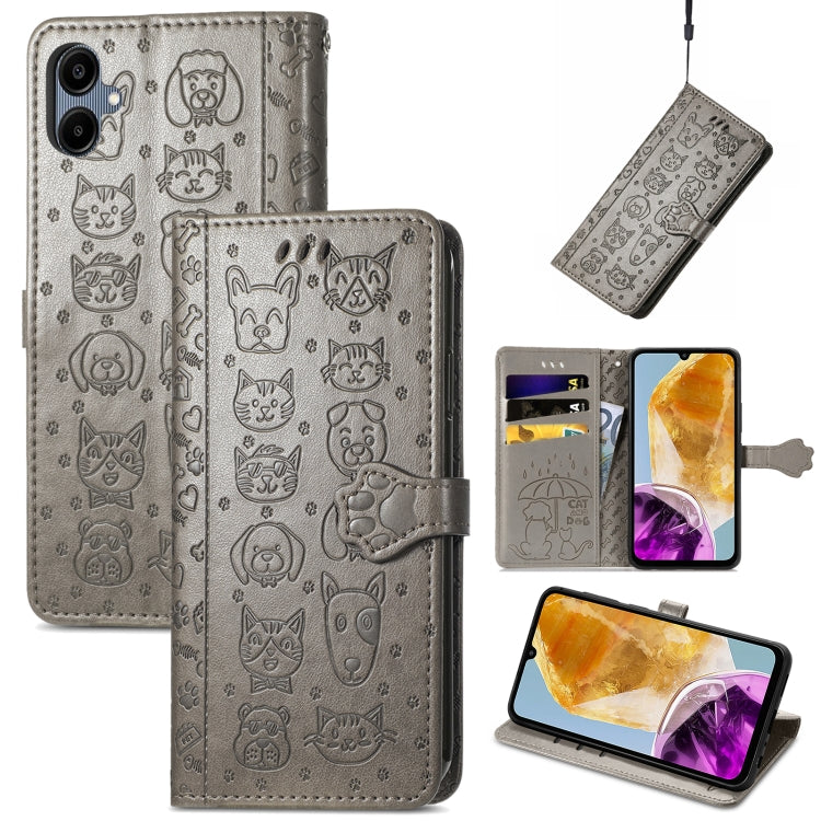 Cat and Dog Embossed Leather Phone Case, For Samsung Galaxy S25 5G, For Samsung Galaxy S25+ 5G���...