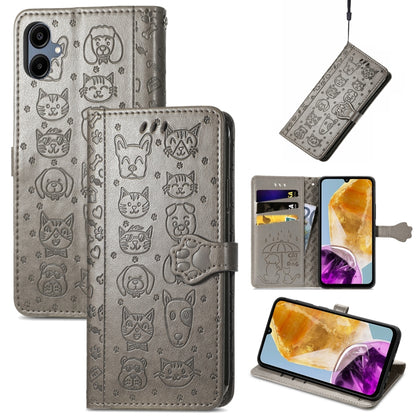 Cat and Dog Embossed Leather Phone Case, For Samsung Galaxy S25 5G, For Samsung Galaxy S25+ 5G���...
