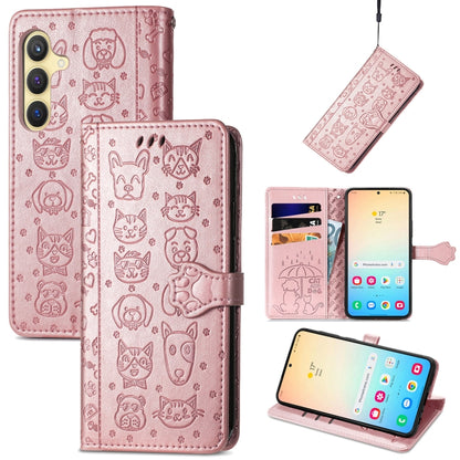 Cat and Dog Embossed Leather Phone Case, For Samsung Galaxy S25 5G, For Samsung Galaxy S25+ 5G���...