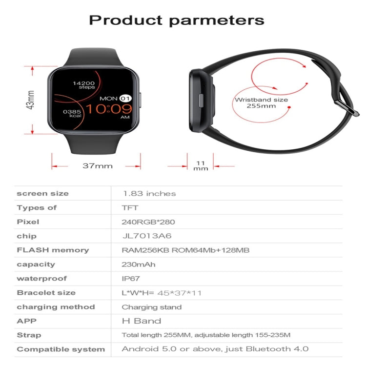 Y83 1.83 inch Color Screen Smart Watch