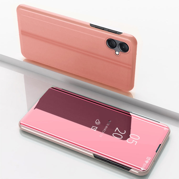 Plated Mirror Horizontal Flip Leather Phone Case with Holder