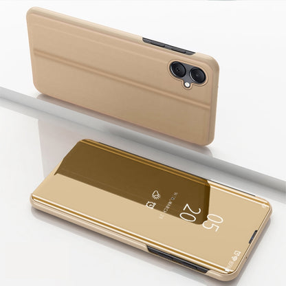 Plated Mirror Horizontal Flip Leather Phone Case with Holder
