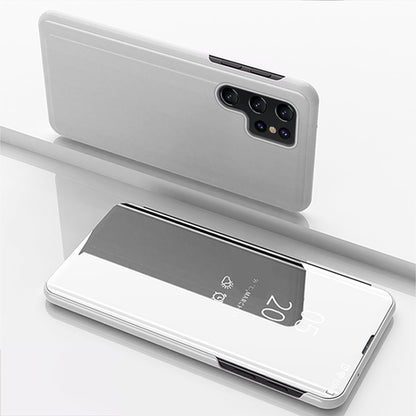 Plated Mirror Horizontal Flip Leather Phone Case with Holder
