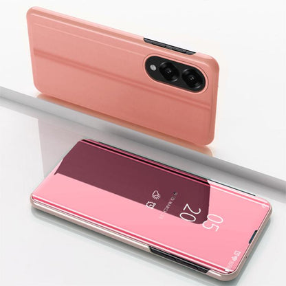 Plated Mirror Horizontal Flip Leather Phone Case with Holder