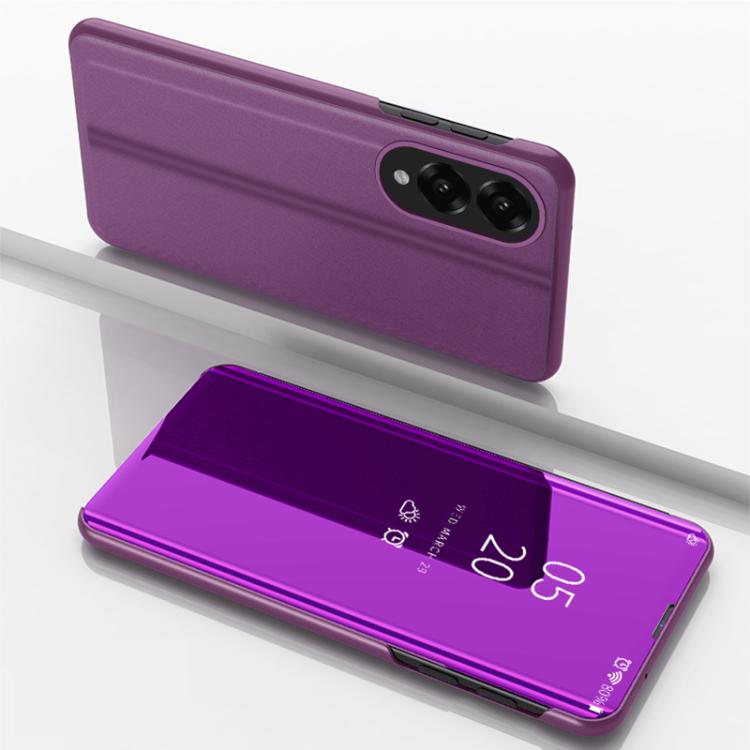 Plated Mirror Horizontal Flip Leather Phone Case with Holder
