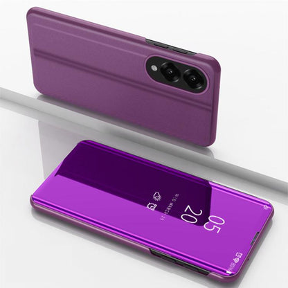 Plated Mirror Horizontal Flip Leather Phone Case with Holder