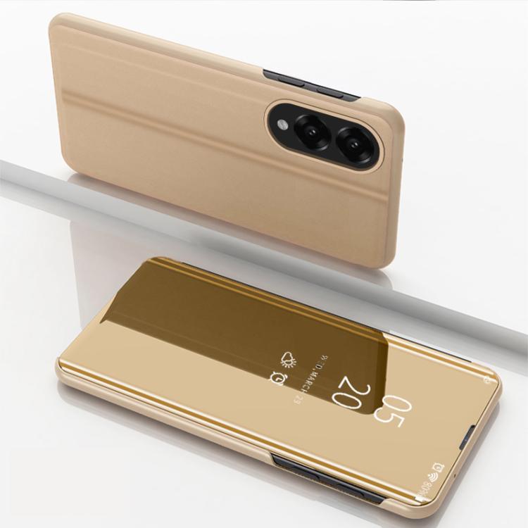 Plated Mirror Horizontal Flip Leather Phone Case with Holder
