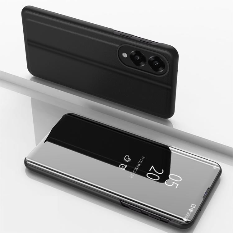 Plated Mirror Horizontal Flip Leather Phone Case with Holder