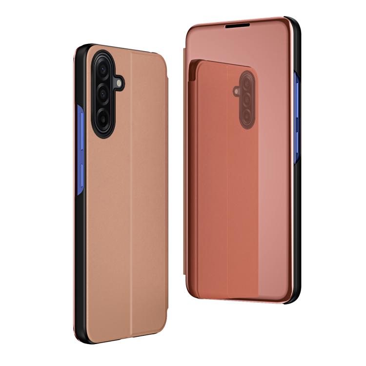 Plated Mirror Horizontal Flip Leather Phone Case with Holder