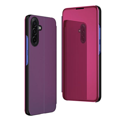 Plated Mirror Horizontal Flip Leather Phone Case with Holder