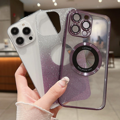Gradient Glitter Electroplating MagSafe TPU Phone Case, For iPhone 16 Pro Max, For iPhone 16 Pro�...