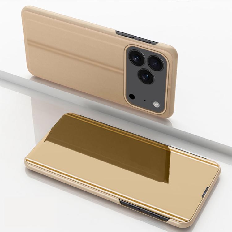 Plated Mirror Horizontal Flip Leather Phone Case with Holder