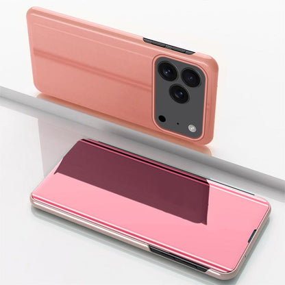 Plated Mirror Horizontal Flip Leather Phone Case with Holder