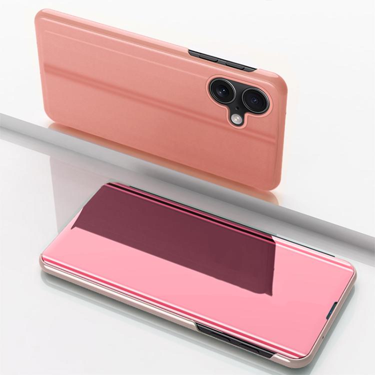 Plated Mirror Horizontal Flip Leather Phone Case with Holder