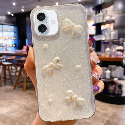 Pearl Bow Glitter Epoxy TPU Phone Case
